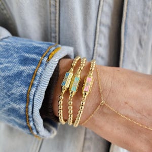 Gold-Filled Stacking Bracelet - Handcrafted Stretch Love Pendant Jewelry for Women