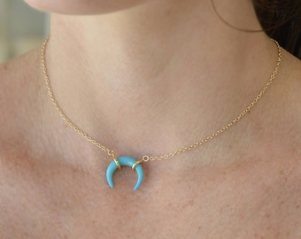 Horn Necklace, Crescent Moon Necklace, Gold Crescent Moon Necklace, Isabella Celini, Dainty Necklace, Perfect Gift