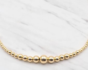Dainty Gold Filled Beaded Necklace - Boho Graduated Layering Jewelry - Classy Bridemaid Gift - Tarnish Free
