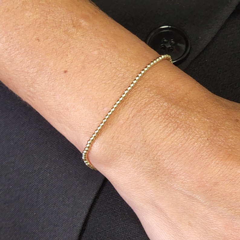 Gold Filled 2 mm Beaded Layering Bracelet, Isabella Celini, Gold Filled Bracelet, Gift For Women, Handmade image 2
