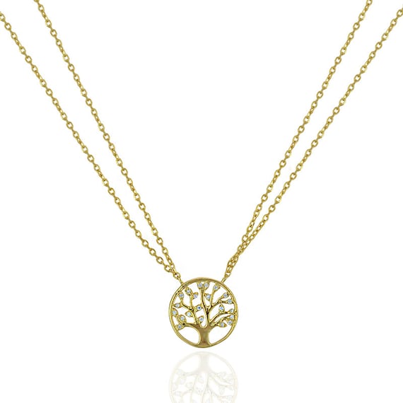 Family Tree of Life Pendant with Cubic Zirconia, with Chain Family Tree of Life Pendant with Cubic Zirconia, with Chain