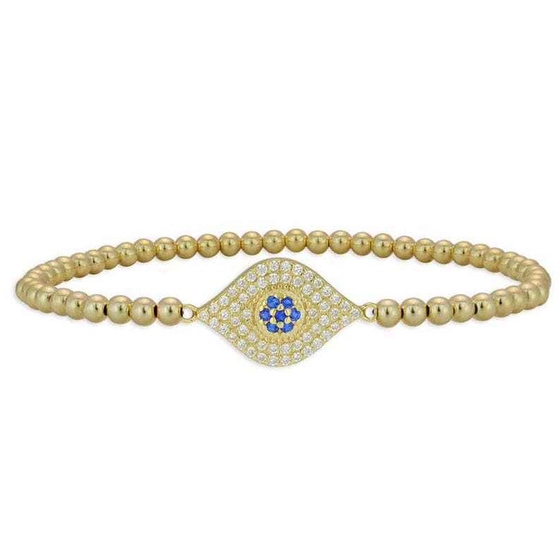 Elegant 14kt Gold Filled Evil Eye Protection Bracelet - Tarnish-Free - Good Luck Pendant - Stretch Beaded Design image 2