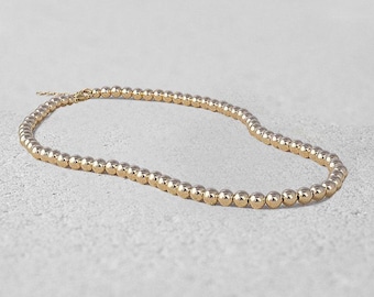 Dainty Gold Filled Layering Necklace 5mm Beaded Bohemian Bridesmaid Gift - Perfect for Women - Tarnish Free
