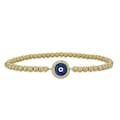 Gold Filled Beaded Round Evil Eye Bracelet, Isabella Celini, Gold Filled Beads, Stretch Stacking Bracelet, Boho Chic, Gift for Women