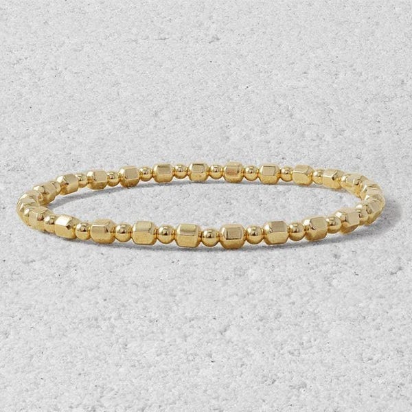 Faceted Gold Filled Stackable Bracelet - Waterproof and Tarnish Free Jewelry for Women