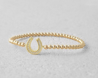 24k Gold Fill Lucky Horseshoe Bracelet · Country Western Rodeo Jewelry · Gift for Horse Lover · Dainty Stackable Bracelets · Adjustable Size