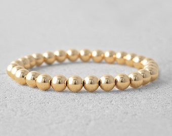 Bracelet de perles 6 mm rempli d'or, couches de bracelets, bracelets empilables, cadeau pour elle, Isabella Celini