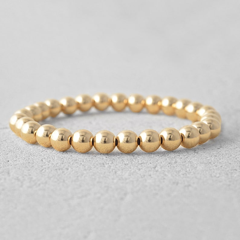 Gold Filled 6 mm Beaded Bracelet, Layer Bracelets, Stackable Bracelets, Gift for Her, Isabella Celini image 1