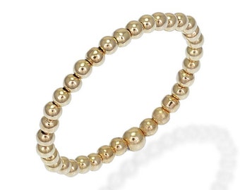 Goldgefüllter Perlenring 2 mm, Isabella Celini, Goldgefüllte Perlen, Stretch-Stapelring, Boho Chic, Geschenk für Frauen