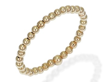 14kt Gold Filled 2mm Beaded Ring - Tarnish-Free  Waterproof - Womens Ring