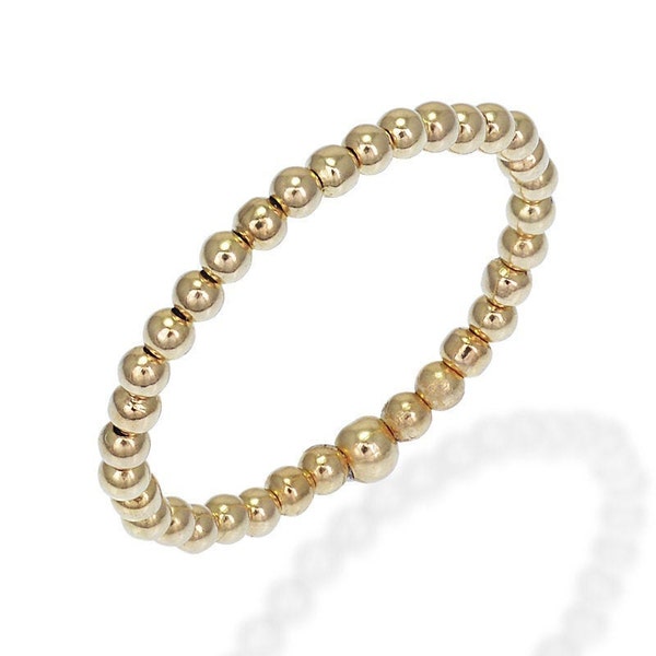 14kt Gold Filled 2mm Beaded Ring - Tarnish-Free  Waterproof