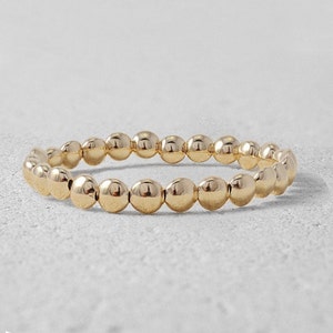 Gold Filled Flat 7 mm Bead Layering Bracelet, Isabella Celini, Gold Filled Beads, Stretch Stacking Bracelet, Boho Chic