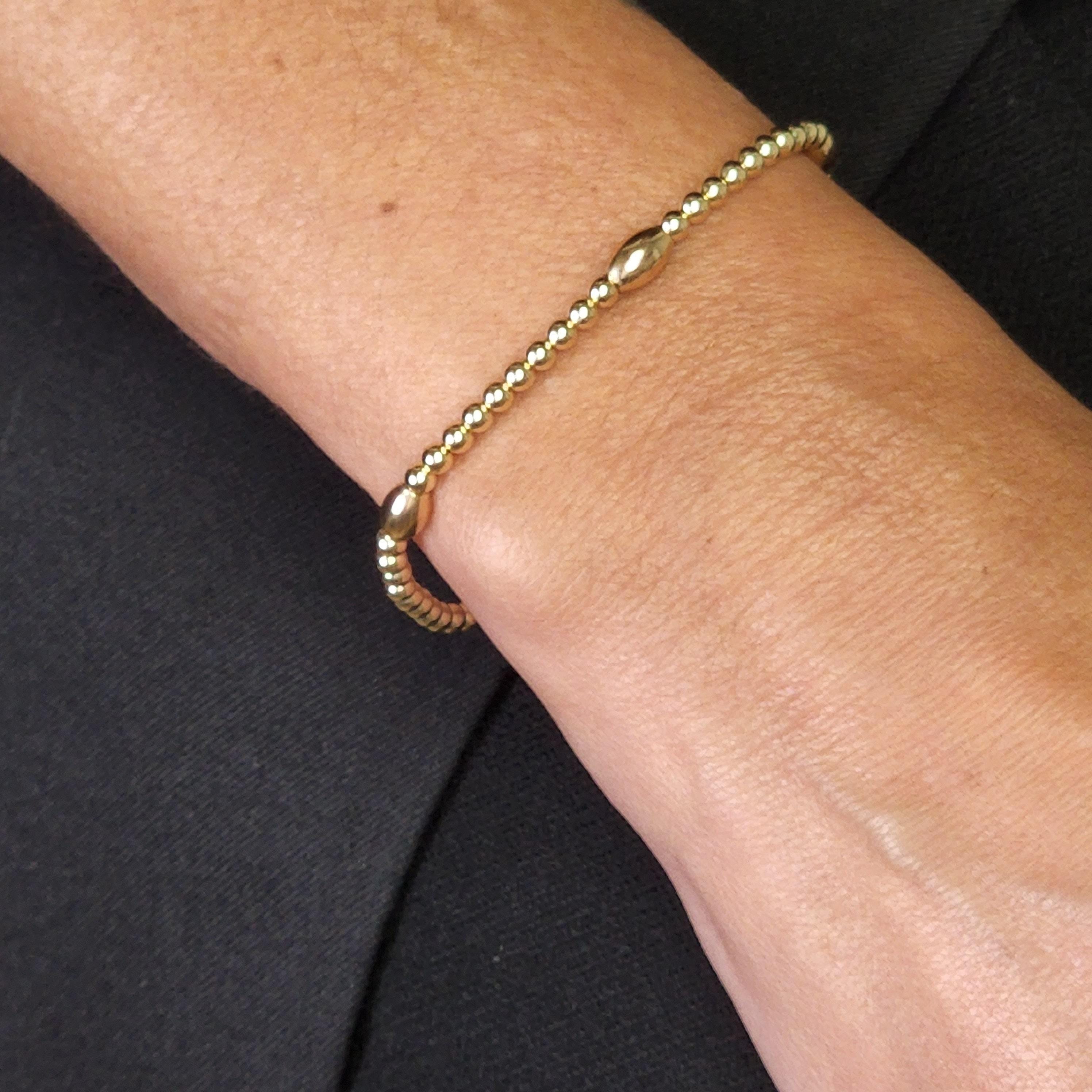 Braccialetti di perline impilabili in bianco e nero / Braccialetti con piastrelle di vetro / Braccialetti Tila / Oro 24k / Miyuki Tila / Bracciale elastico elastico