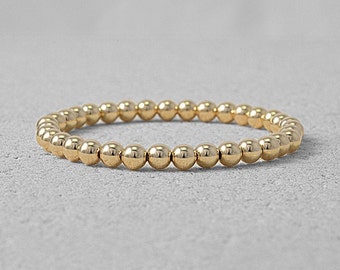 Gold Filled 5 mm Beaded Layering Bracelet, Isabella Celini, Gold Filled Beads, Stretch Stacking Bracelet, Boho Chic, Gift for Women