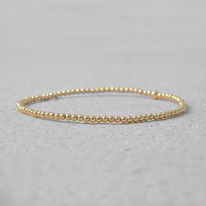 Gold Filled 2 mm Beaded Layering Bracelet, Isabella Celini, Gold Filled Bracelet, Gift For Women, Handmade Gold Filled