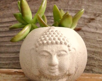 Buddha Head Planter, Succulent planter,Cacti planter, concrete Buddha head planter, Concrete Cement Home and Garden Decor, wedding gift,