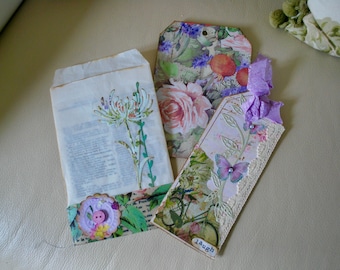 Glassine Flower Pocket, Junk Journal Ephemera, Heart Button, Botanical Card Holder (4x6.75 inches)
