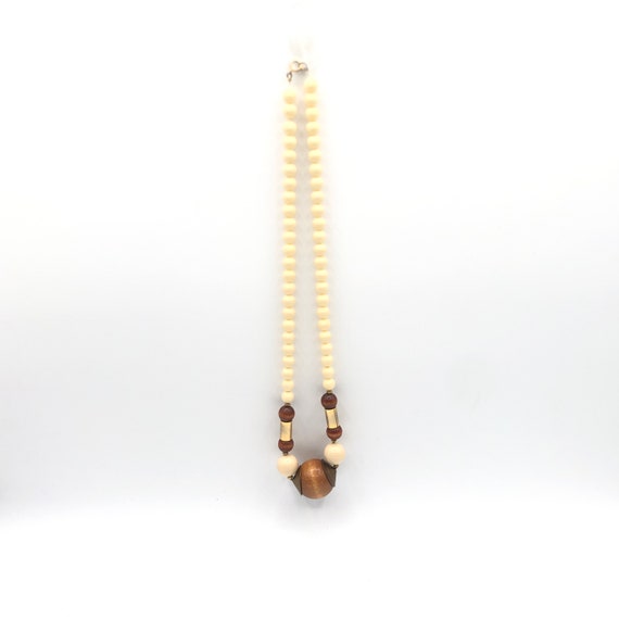 Vintage Wood and Celluloid Beaded Necklace - image 3