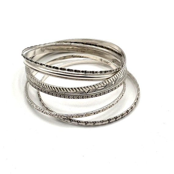 7 Sterling Silver Bangle Bracelets - image 1