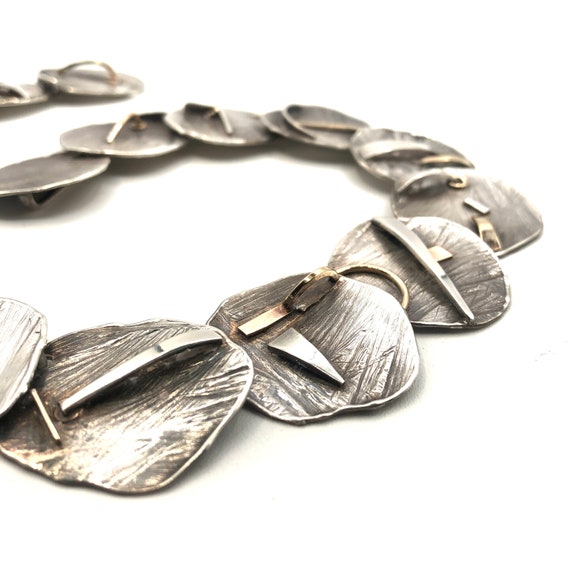 Brutalist Sterling Silver and Gold Artisan Crafte… - image 5