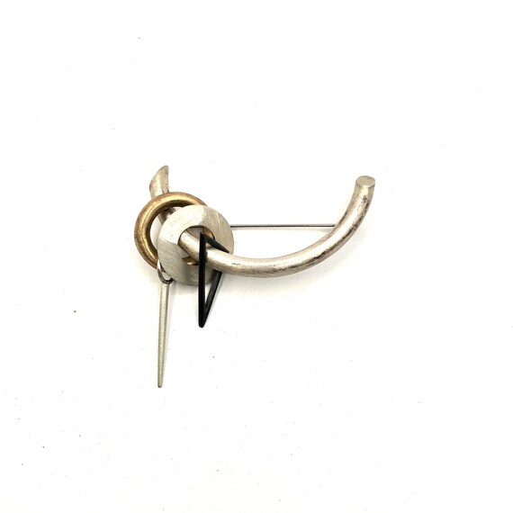 Sterling and Gold Plated Post Modern Pin - image 4