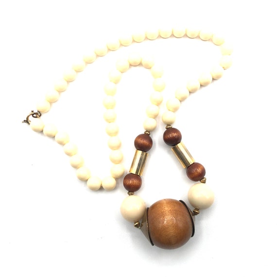 Vintage Wood and Celluloid Beaded Necklace - image 5