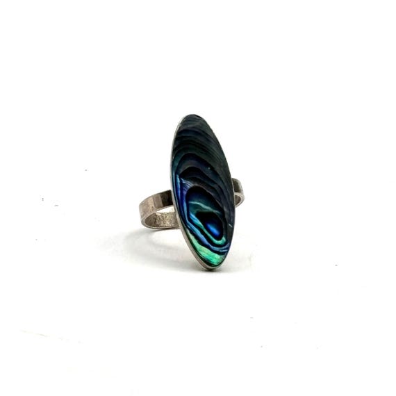 Sterling Silver Paua Shell Statement Ring Adjusta… - image 5