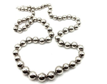 Sterling Silver Graduated Bead Necklace