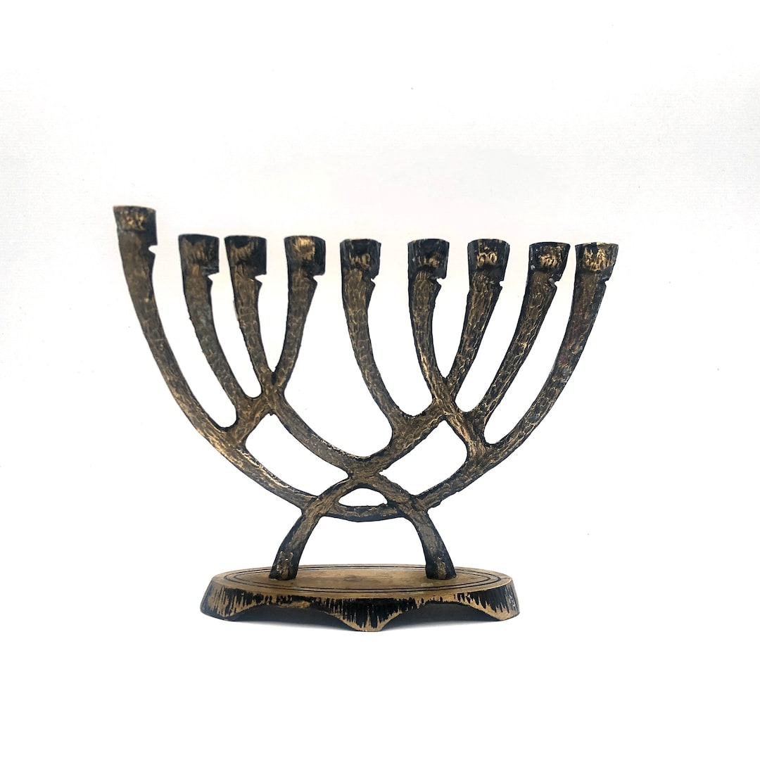 MCM Wainberg Brutalist Cast Brass Menorah Etsy