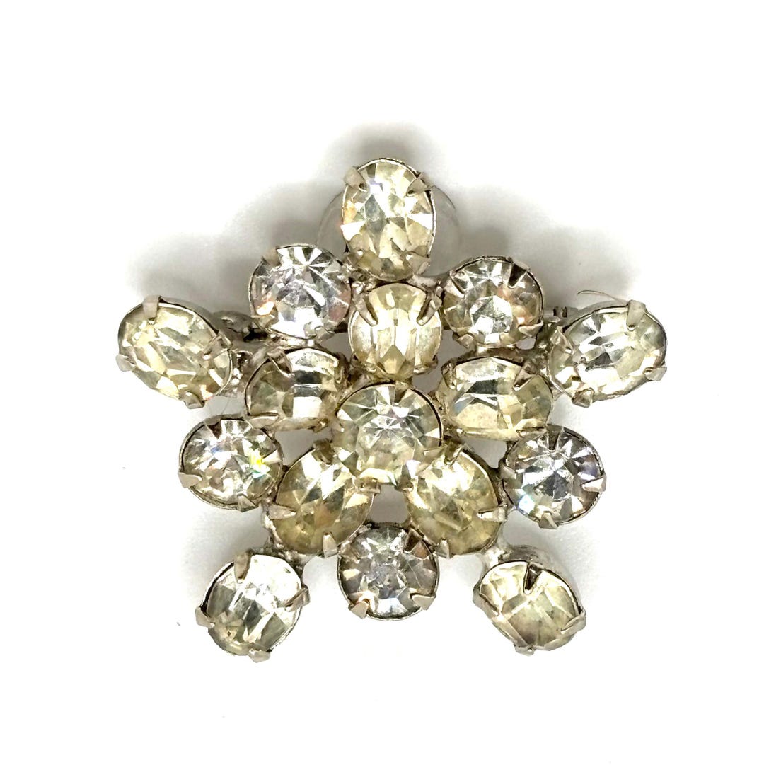 Vintage Prong Set Rhinestone Pin - Etsy