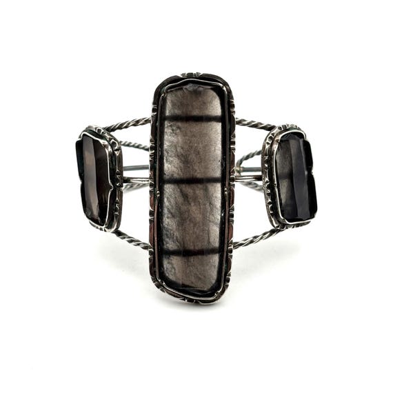 Studio Crafted Hypersthene and Silver Cuff Bracel… - image 7