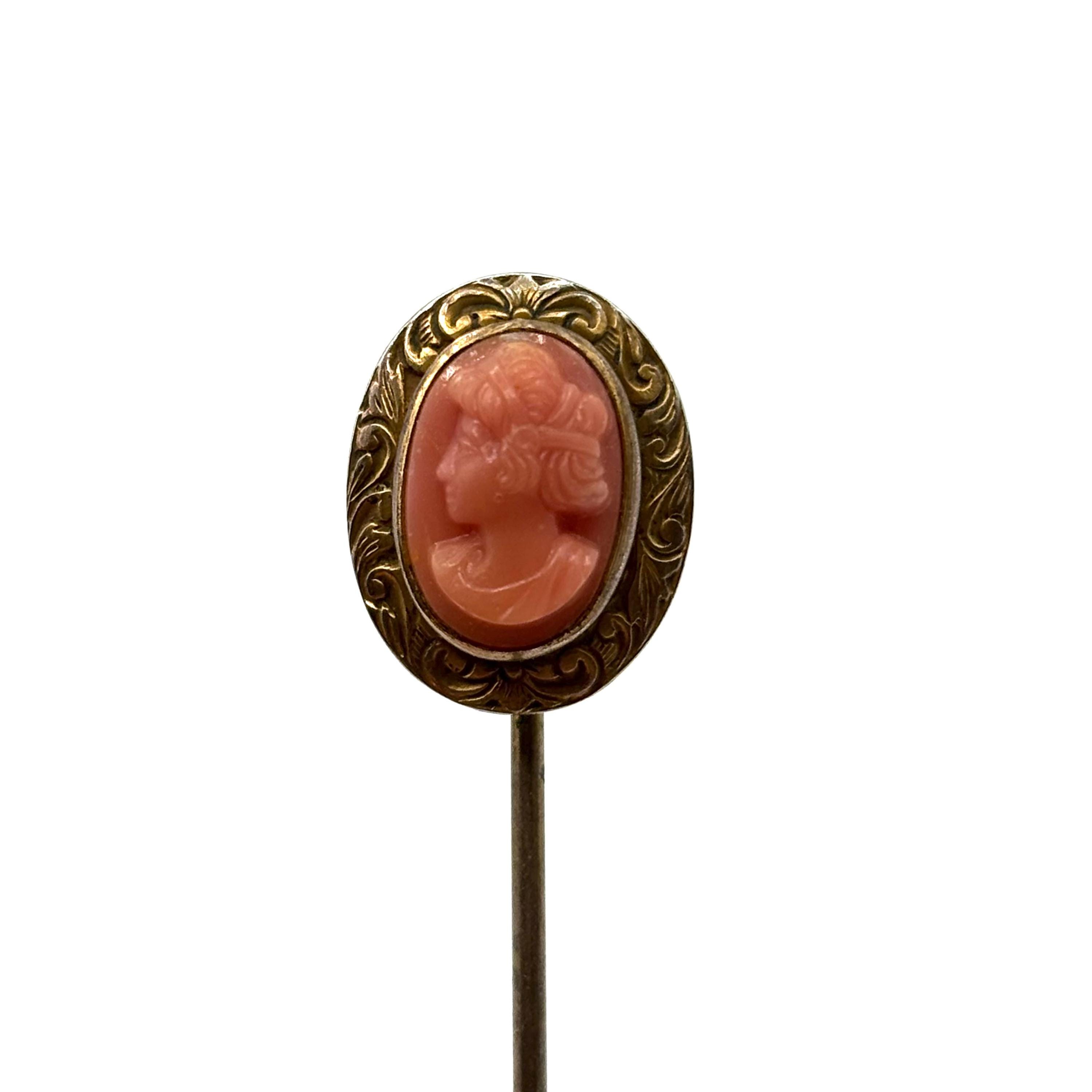 Antique Goldfill Cameo Stick Pin