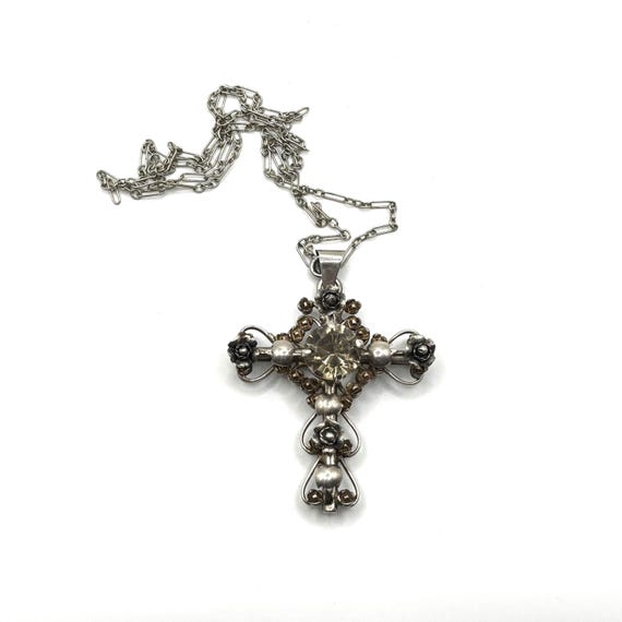 Taxco Mexico Yalalag Sterling Silver Cross Necklace