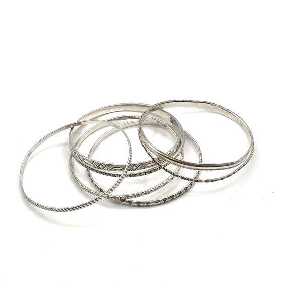 7 Sterling Silver Bangle Bracelets - image 2