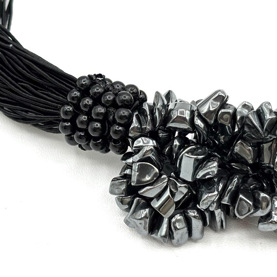 Vintage Hematite Multi Strand Statement Necklace - image 4