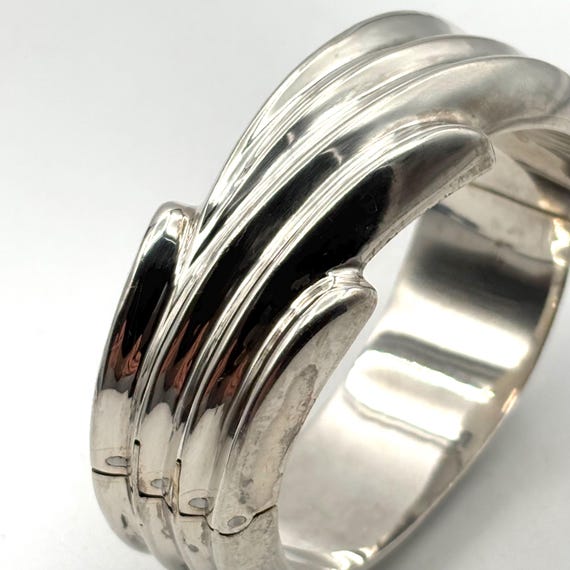 Chunky Sterling Silver Hinged Bangle Bracelet - image 5