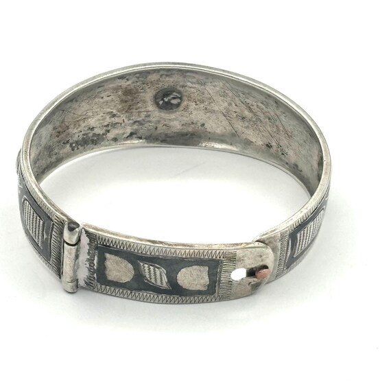 Ethnic 800 Silver Hand Crafted Bangle Bracelet - image 2