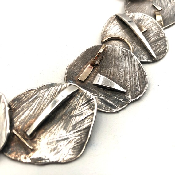 Brutalist Sterling Silver and Gold Artisan Crafte… - image 9