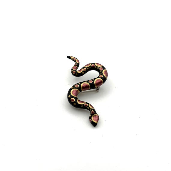 Vintage Polymer Clay Snake Brooch
