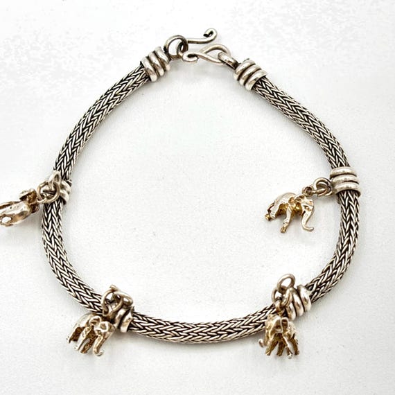 Balinese 925 Sterling Silver Elephant Charm Brace… - image 4