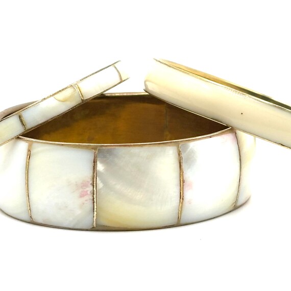 Trio of Boho Shell and Enamel Bangle Bracelets - image 5