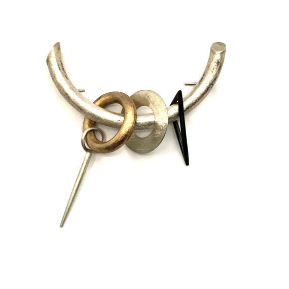 Sterling and Gold Plated Post Modern Pin - image 1