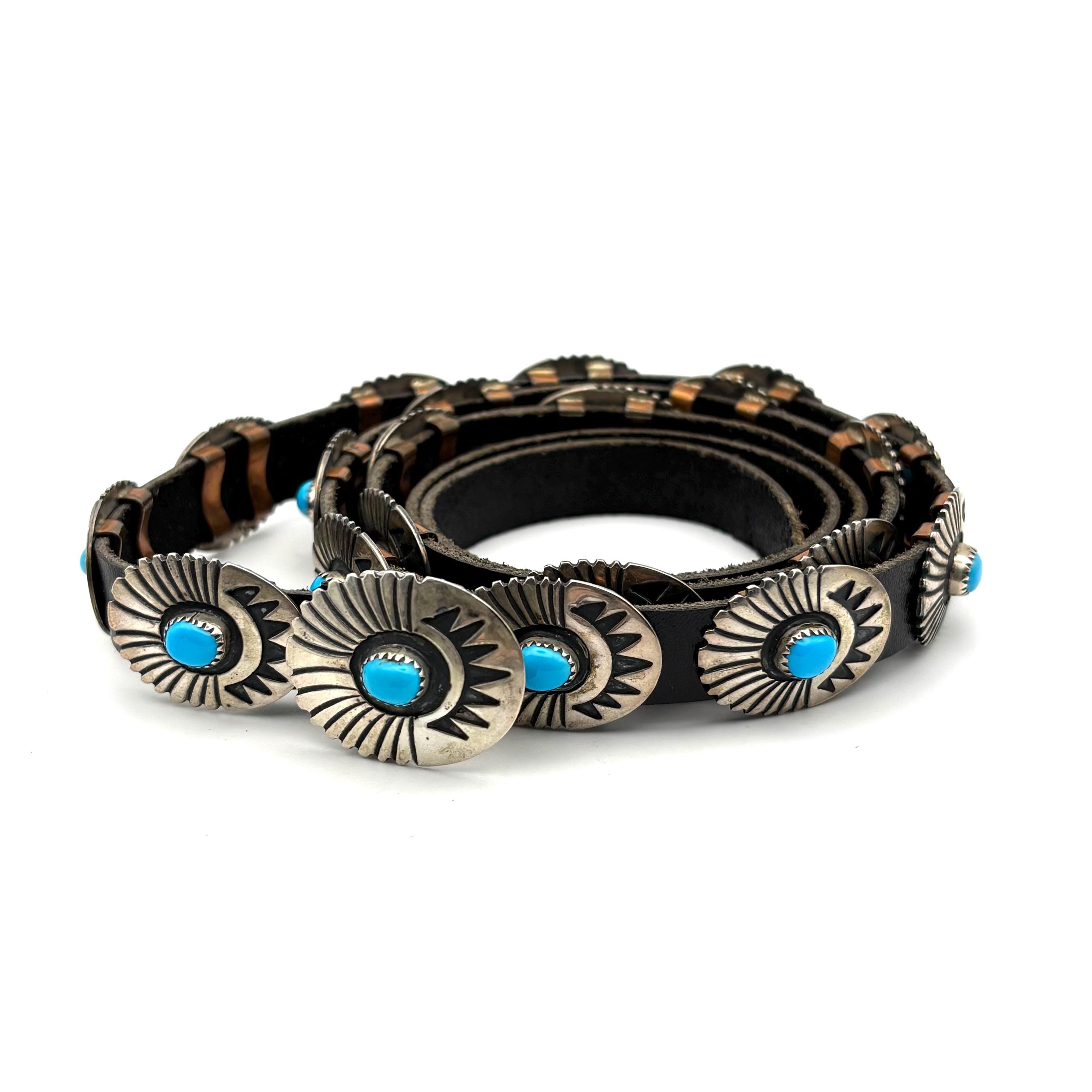 Vintage Sterling Silver and Turquoise Navajo Concho Belt - Etsy