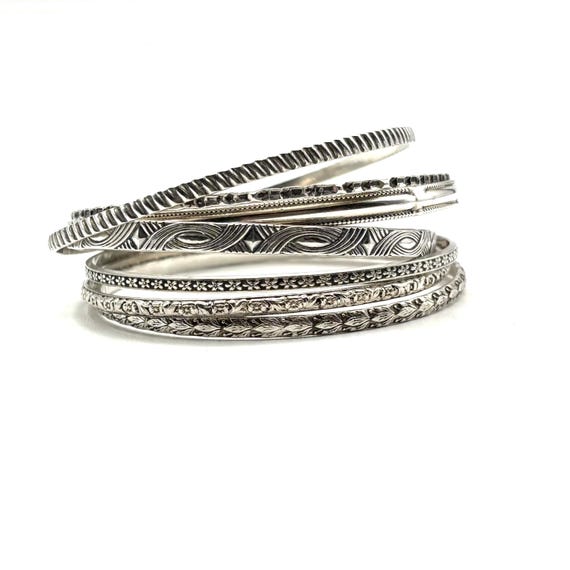 7 Sterling Silver Bangle Bracelets - image 4