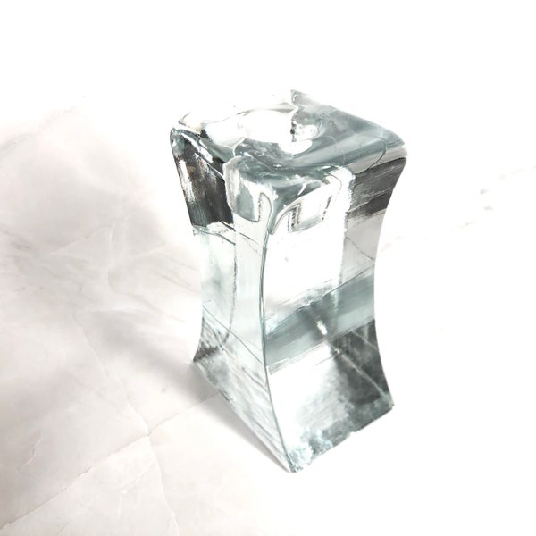 Blenko Heavy Glass Iceberg Candle Holder