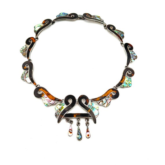Taxco enameled sterling silver necklace after Margot de Taxco