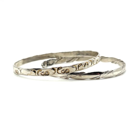 Two Sterling Silver Bangle Bracelets - image 2