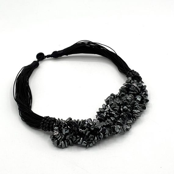 Vintage Hematite Multi Strand Statement Necklace - image 6