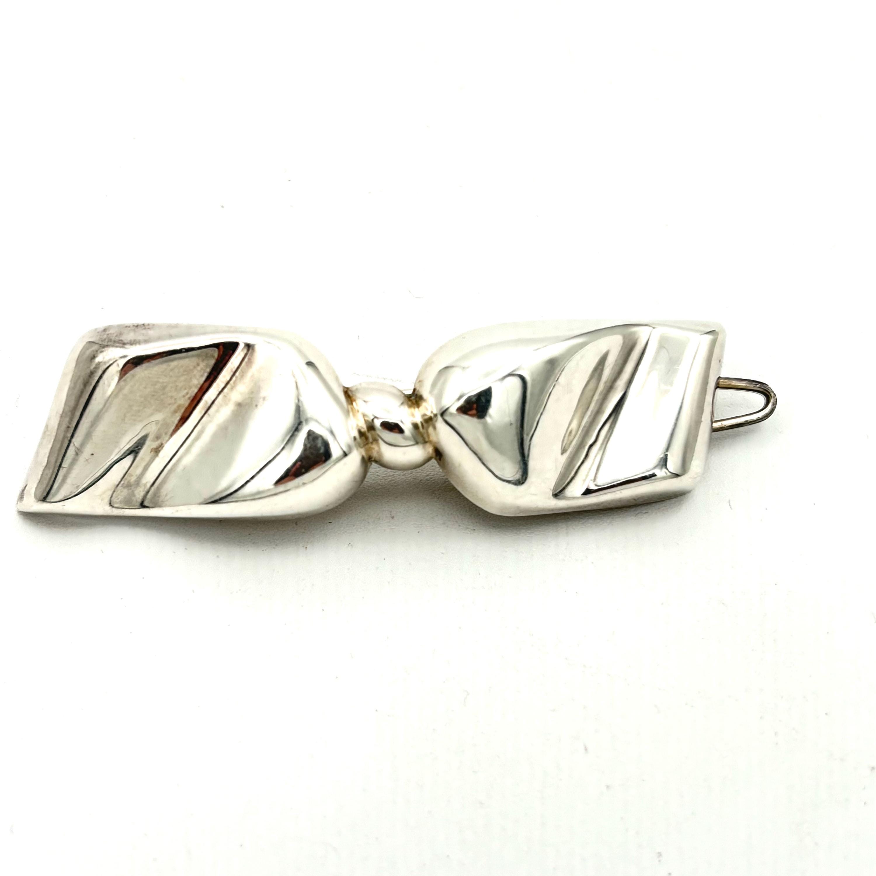 Vintage Sterling Silver Bow Hair Barrette - Etsy display picture 1