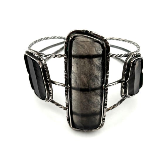 Studio Crafted Hypersthene and Silver Cuff Bracel… - image 4